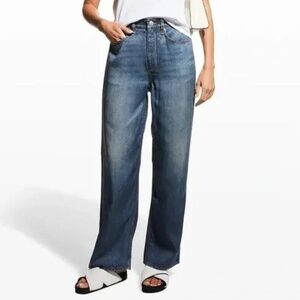 Rag & Bone Liquid Miramar Featherweight Wide Leg Printed Denim Jean Pants Sz. 27